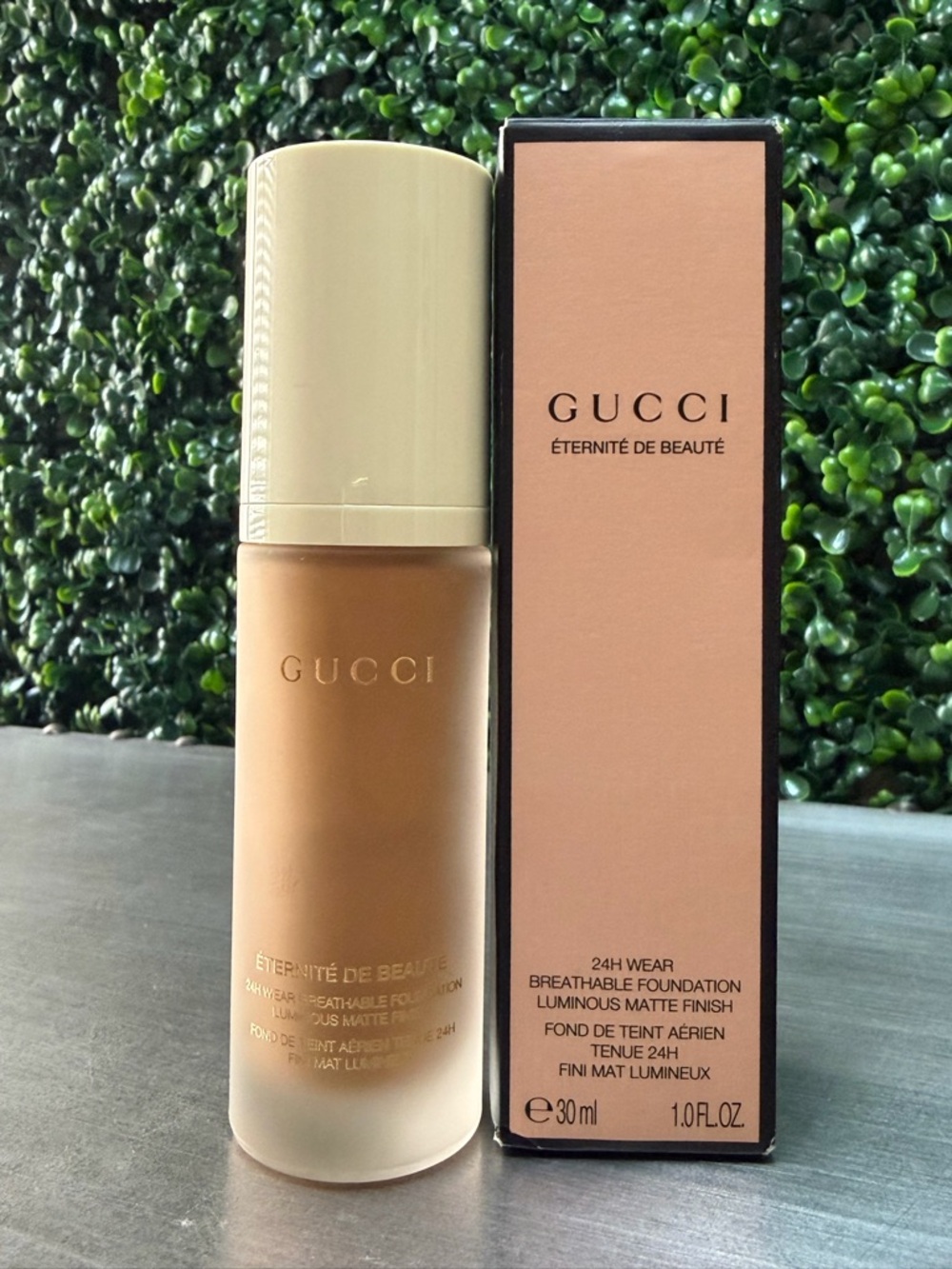 Gucci Foundation Bottle and Box - Tan, Cream